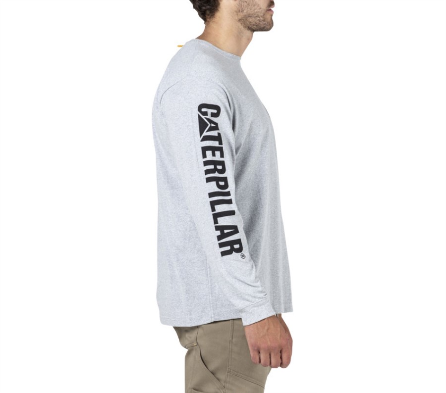 Varemerke Banner Langermet T-skjorte Gråmelert Larve