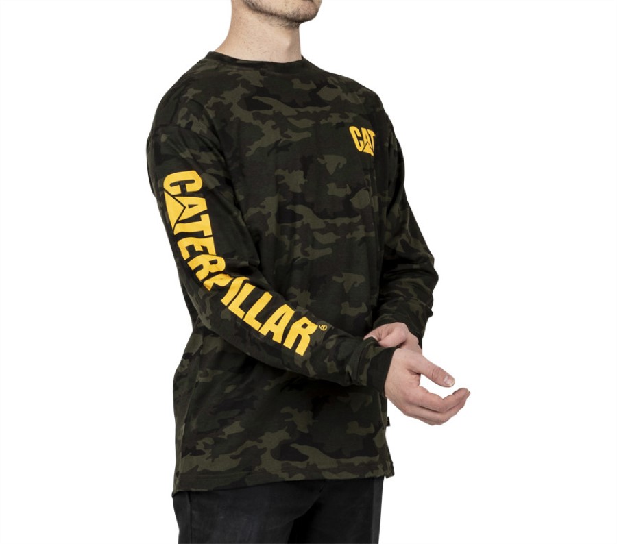 Varemerke Banner Langermet T-skjorte Natt Camo Caterpillar